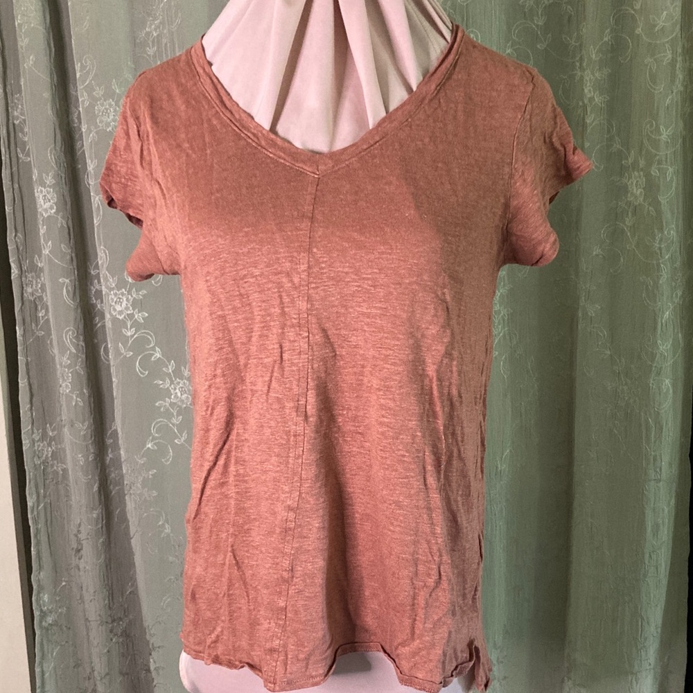 Tahari Women's Short Sleeve V-Neck Top - Light Brown